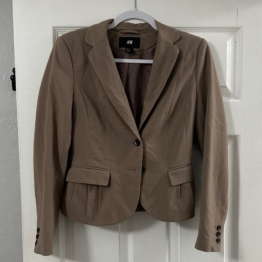 H&M Taupe Blazer with Button Accents